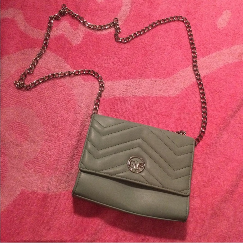 Green Quilted Crossbody Bag with Chain Strap
